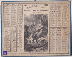 Almanach Des Postes Et Télégraphes- Rare Calendrier 1882 Oberthur Rennes Paris Gravure Facteur Dans Les Alpes Poste E2-3 - Grossformat : ...-1900