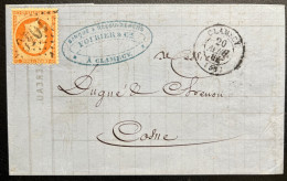 N°23 40c ORANGE SUR LETTRE / CLAMECY POUR COSNE / 20 AVRIL 1864 / LAC - Storia Postale