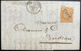 N°23 40c ORANGE SUR LETTRE / STRASBOURG POUR BORDEAUX / 16 JANV 1868 / LAC - Briefe U. Dokumente