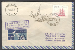 Poland.   1967 POLAND Rocket Mail Cover.  Special Cancellation On Ultra-lightweight Cover. - Briefe U. Dokumente