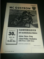 Speedway Güstrow 30.03.1986 , Zlata Prilba Pardubice , Slany , Plzen , Programmheft , Programm , Rennprogramm !!! - Motorräder