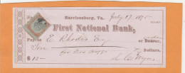 United States Old Check Cheques - Chèques & Chèques De Voyage