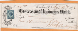 United States Old Check Cheques - Chèques & Chèques De Voyage