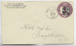 ETATS UNIS USA TWO CENTS ENTIER ENVELOPPE COVER WINCHESTER NOV 7 1893 - ...-1900