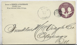 ETATS UNIS USA TWO CENTS ENTIER ENVELOPPE COVER GIARD IOWA - ...-1900