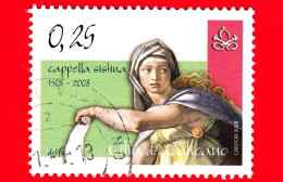 VATICANO - Usato - 2008 - Cappella Sistina - 0,25 - Sibilla Delfica - Used Stamps