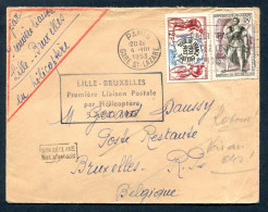 RC 26834 FRANCE 1953 - LILLE - BRUXELLES PREMIÈRE LIAISON POSTALE PAR HÉLICOPTÈRE - 1927-1959 Storia Postale