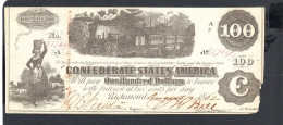 Baisse De Prix USA - Billet  100 Dollar États Confédérés 1862 TTB/VF P.044 - Valuta Della Confederazione (1861-1864)