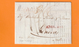 1834 - King William  IV - Lettre Pliée De 4 P. De LONDON Londres Vers GENOVA, Italia - Via FRANCE Francia - Taxe 44 - ...-1840 Préphilatélie