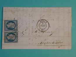 DG14 FRANCE  BELLE   LETTRE RR   1854 LILLE A BOUCHAIN  +PAIRE DE N°10 +AFF. INTERESSANT+++ - 1852 Louis-Napoléon