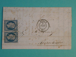 DG14 FRANCE  BELLE   LETTRE RR   1854 LILLE A BOUCHAIN  +PAIRE DE N°10 +AFF. INTERESSANT+++ - 1852 Luigi-Napoleone