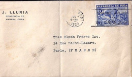CUBA N° 213 S/L. DE LA HAVANE/4.7.33 POUR LA FRANCE - Brieven En Documenten