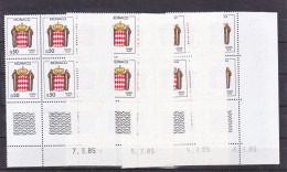 Monaco Taxe 83/86 Armoiries Bloc De 4 Coin Daté Non Plié 85 Neuf ** TB  MnH Sin Charnela - Impuesto