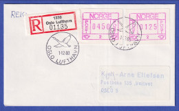 Norwegen / Norge Frama-ATM 1978, Aut.-Nr. 2 Werte 0450 Und 0125 Auf R-Brief - Timbres De Distributeurs [ATM]