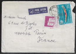 Romania. Stamps Sc. 3112, 3530 On Air Mail Letter, Sent From Bucharest On 18.01.1989 To France. Letter Inside - Brieven En Documenten