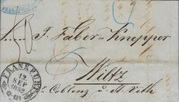 Luxembourg - Luxemburg - 1852   Lettre  Adressé à Monsieur  Faber - Knepper , Wiltz - Cachet Frankfurt - ...-1852 Voorfilatelie