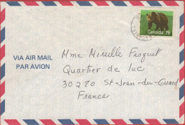 CANADA - 1989 - 76c Grizzly Bear - Air Mail - Viaggiata Da Saint-Grégoire Per Saint-Jean-du-Gard, France - Brieven En Documenten