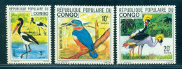 1976 Bird,Saddle-billed Stork,kingfisher,The Black Crowned Crane,Congo,M.544,MNH - Grues Et Gruiformes