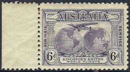 AUSTRALIA 1931 KGV 6d Violet, Kingsford Smith Flights-Airmail Mail Service SG123 MH With Side Gutter - Neufs