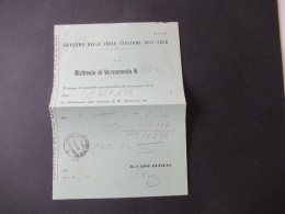 Italien 1941 / Rodi / Rhodos / Isole Italiane Dell'Egeo / Stempel Titolare Rodi (Egeo) / Unterschrift Il Capo Ufficio - Egeo (Rodi)