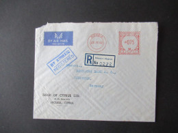 Zypern 1962 Kibris Türk Freistempel Nicosia Registered Letter Umschlag Bank Of Cyprus Nach Tübingen - Briefe U. Dokumente