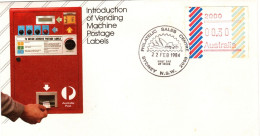 Australia 1984 Vending Machine Postage Label First Day Cover - Cartas & Documentos