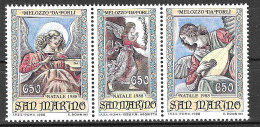 SAN MARINO - 1988 -NATALE - MELOZZO DA FORLI'  - TRITTICO -  NUOVO MNH** ( YVERT 1198\1200 - MICHEL 1404\6 - SS 1245\8) - Unused Stamps