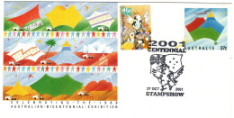 Australia 2001 Centennial Stamp Show,Black Logo, Souvenir Cover - Bolli E Annullamenti