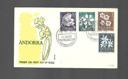 ANDORRA SOBRE PRIMER DIA CIRCULACIÓN 10 JUNIO 1966 FIRST DAY OF ISSUE PREMIER JOUR EMISSION - Lettres & Documents