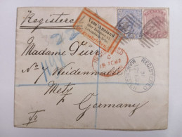MANCHESTER GREAT BRITAIN TO GERMANY REGISTERED MAIL BAHNPOST LABEL RARE - Non Classés