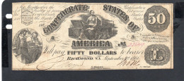 Baisse De Prix USA - Billet  50 Dollar États Confédérés 1861 TTB/VF P.035 - Confederate (1861-1864)