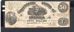 Baisse De Prix USA - Billet  50 Dollar États Confédérés 1861 TTB/VF P.035 - Confederate Currency (1861-1864)