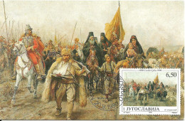 Carte Maximum - Yougoslavie - Tableau De Paja Jovanovic - La Marche Des Serbes - Maximumkaarten