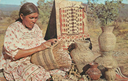 Ethnic Postcard Indian Basket Maker - America