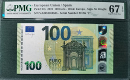 100 EURO SPAIN 2019  DRAGHI V003A1 VA SC UNCIRC. PMG 67 EPQ - 100 Euro