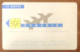 CARTE INTERNET CYBERIS 15U VERSO CINEBANK PAS VIDEO FUTUR TELEFONKARTE SCHEDA PHONECARD TARJETA PREPAID PREPAYÉE - Autres & Non Classés