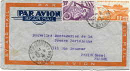 SAINT-PIERRE-ET-MIQUELON LETTRE PAR AVION DEPART ST PIERRE ET MIQUELON 2-2-1951 POUR LA FRANCE - Lettres & Documents