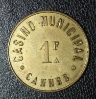 Jeton De Nécessité "1F Casino Municipal De Cannes" Token Casino - Casino