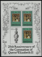 Antigua 1978 MNH Sc 511 90c QEII, Archbishop Sheet Of 3, Sceptre Label Coronation 25th - 1960-1981 Interne Autonomie