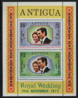 Antigua 1973 MNH Sc 324a Princess Anne, Mark Phillips Royal Visit Sheet Of 2 - 1960-1981 Interne Autonomie