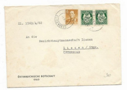 988) Norvegia Busta Ambasciata Botschaft Gelaufen Von Elisenberg Oslo Nach Bezirkshauptmannschaft Liezen Austria 1962 - Brieven En Documenten