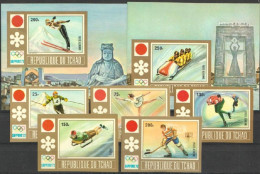 Tchad 1972, Olympic Games In Sapporo, Skiing, Skating, Ice Hockey, 5val +2BF IMPERFORATED - Eiskunstlauf