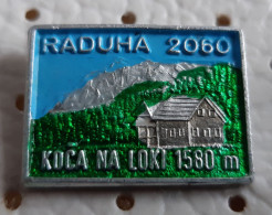 RADUHA 2060m Koca Na Loki 1580m  Mountain Lodge Alpinism, Mountaineering, Slovenia Pin - Alpinismo, Escalada