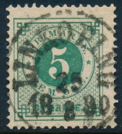 Sweden Suède Sverige: 5ö Green Ringtyp Posthorn, LINKÖPING 25.8.1890 Cancel (DCSV00430) - 1872-1891 Ringtyp