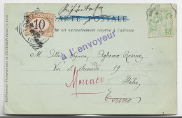 MONACO 5C VERT SEUL CARTE MONTE CARLO 1903 TO ITALIA 10C TORINO  + A ENVOYEUR - Lettres & Documents