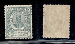 Regno - Vittorio Emanuele III - 1910 - 15 + 5 Cent Garibaldi (90) - Gomma Originale Con Invisibile Traccia Di Linguella  - Autres & Non Classés