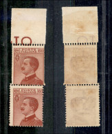 Regno - Vittorio Emanuele III - 1918 - 60 Cent Michetti (111 L + 111) - Coppia Verticale Bordo Foglio - Doppia Dentellat - Autres & Non Classés