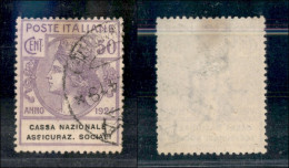 Regno - Enti Parastatali - 1924 - 50 Cent Assicuraz. Sociali (28) - Macchia D'umido In Alto Al Centro - Usato - Autres & Non Classés