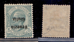 Occupazioni I Guerra Mondiale - Venezia Giulia - 1918 - 5 Cent (21a) - Soprastampa Capovolta - Gomma Originale - Ottimam - Otros & Sin Clasificación