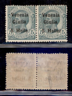 Occupazioni I Guerra Mondiale - Venezia Giulia - 1919 - 5 Heller Su 5 Cent (30cb + 30) - Coppia Orizzontale Senza R A Si - Other & Unclassified